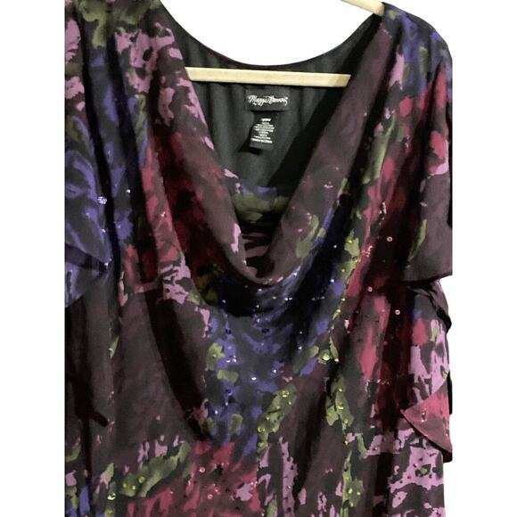 MAGGIE BARNES WO SIZE 28 FLOWEY DRESS PURPLE MAGENTA SEQUIN ACCENTS EUC - Picture 6 of 11